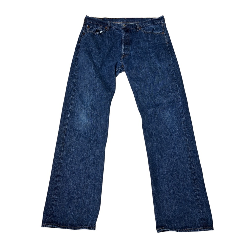 Levi Strauss 501 Mens W38 L34 Button Fly Dark Wash Denim Jeans